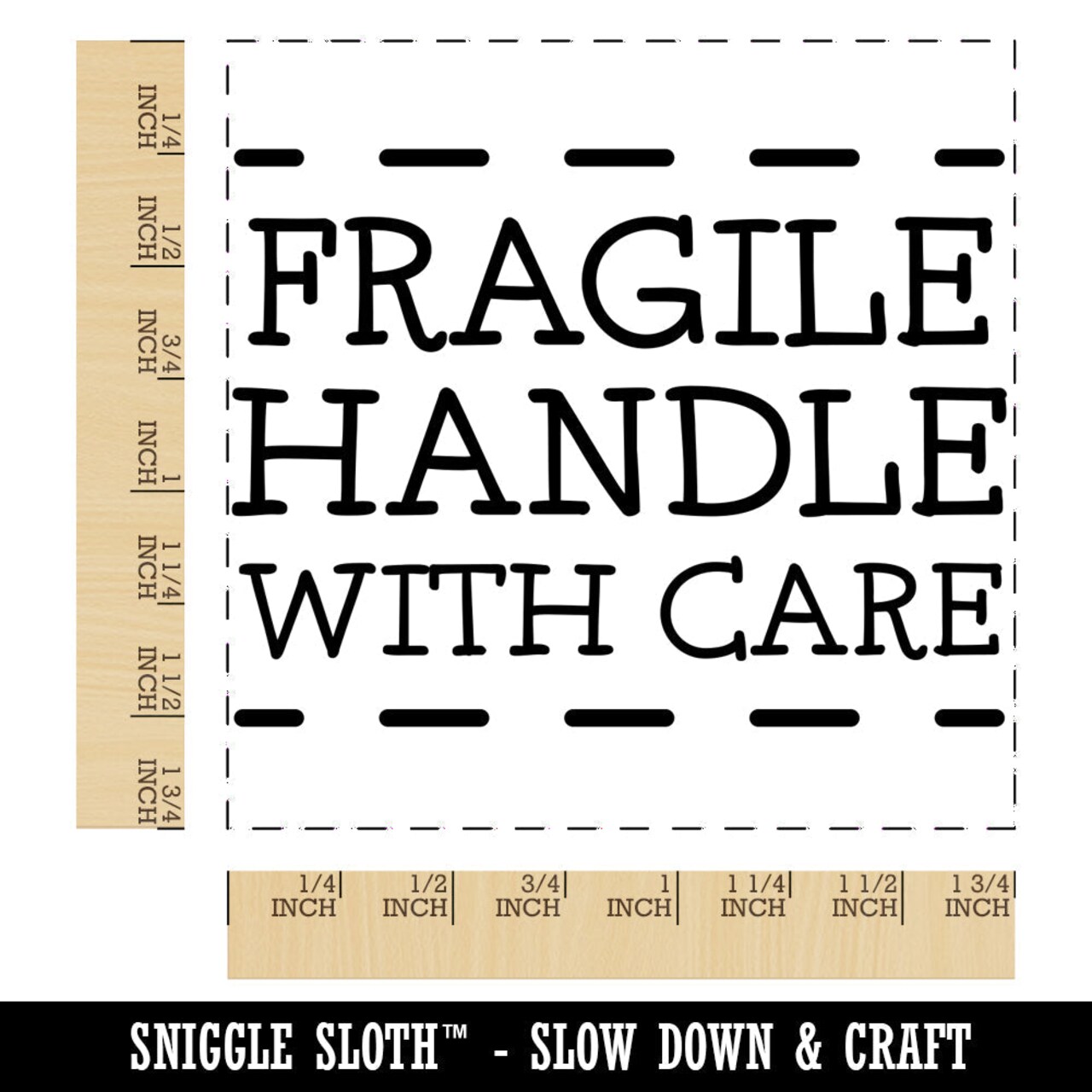 Fragile Handle with Care Square Rubber Stamp for Stamping Crafting